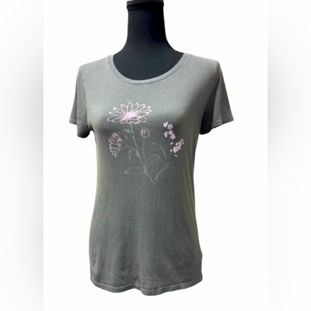 GAP Gray Floral Graphic Short Sleeve Tee size Small